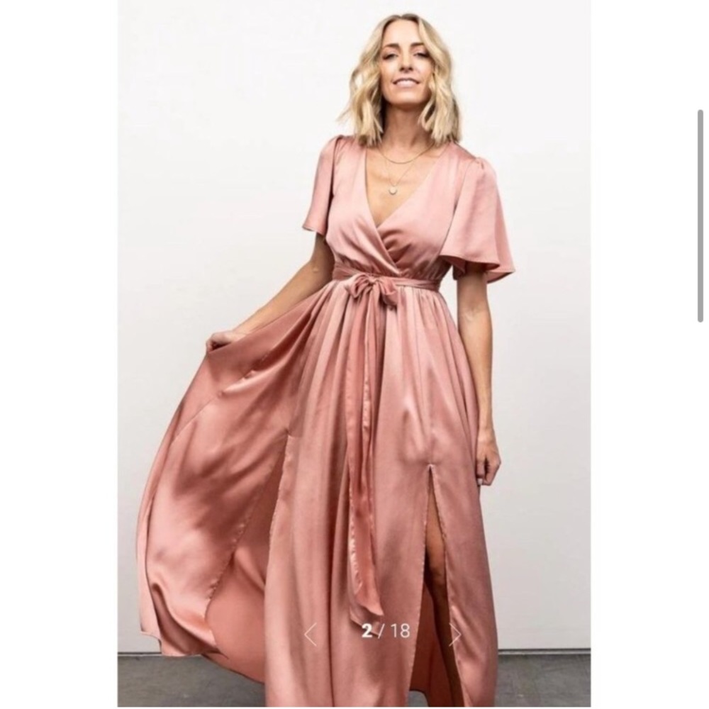 Baltic Born Sicily Satin Maxi Dress in Rosy Brown